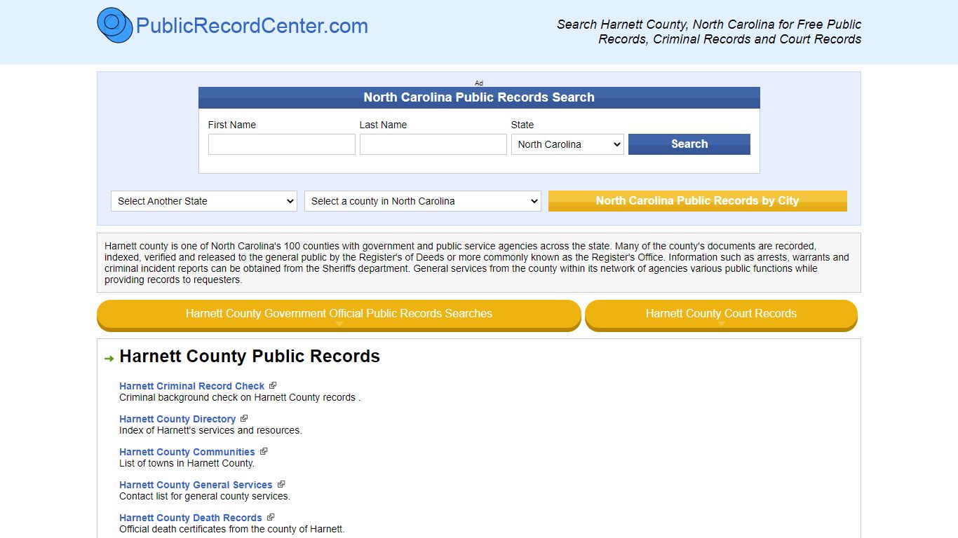 Harnett County North Carolina Free Public Records - Court ...